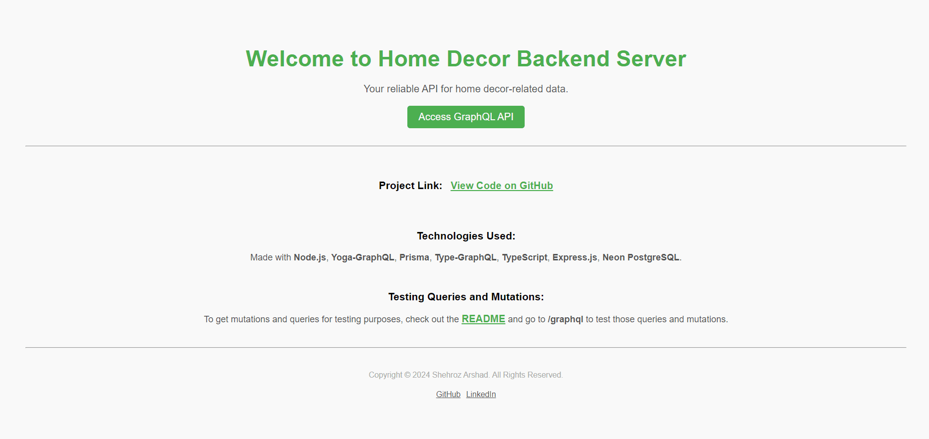 Home Decor - Node.js GraphQL Backend Server preview